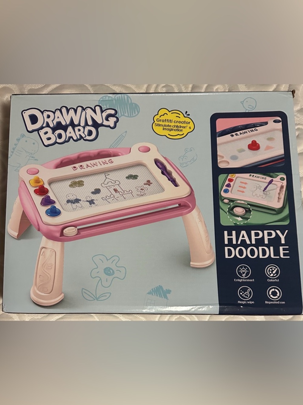 Happy Doodle Pink Kids Drawing Board